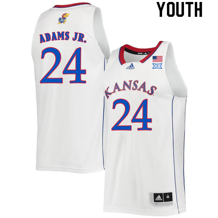 Youth #24 KJ Adams Jr. Kansas Jayhawks College Basketball Jerseys Sale-White - Click Image to Close